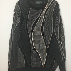 Tundra Canada Sweater Mens Sz Medium Gray Abstract Wavy Coogi Crew💗💗💗💗💗💗💗